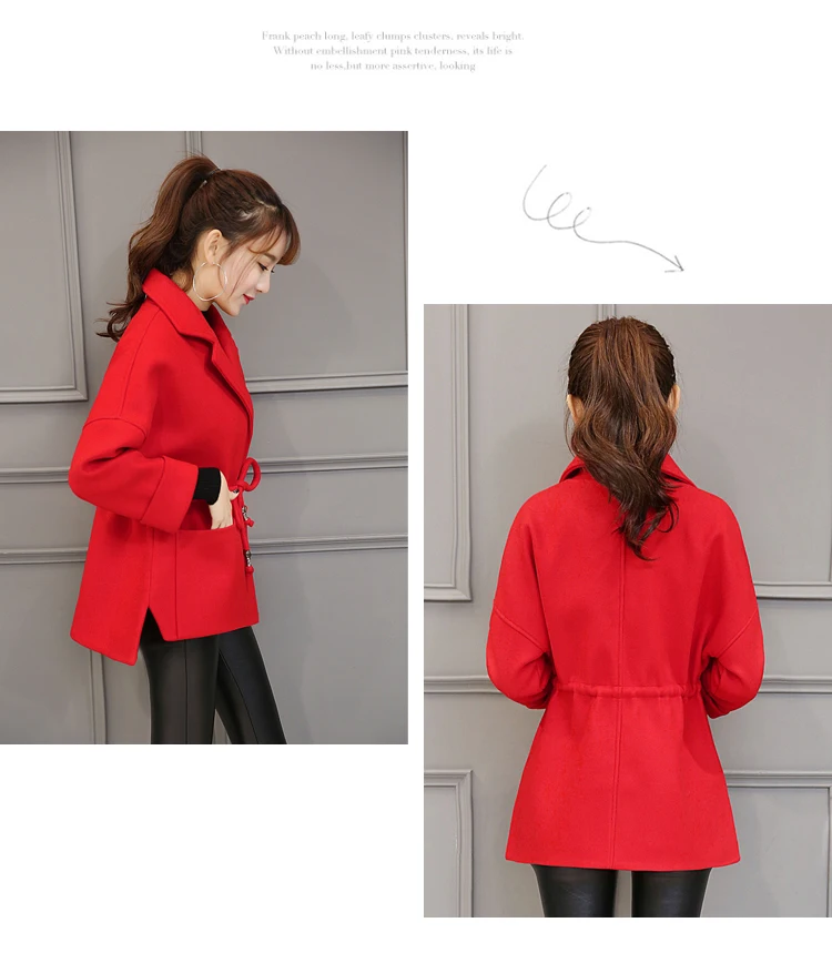 Весенне-осеннее модное женское пальто повседневное шерстяное размера плюс