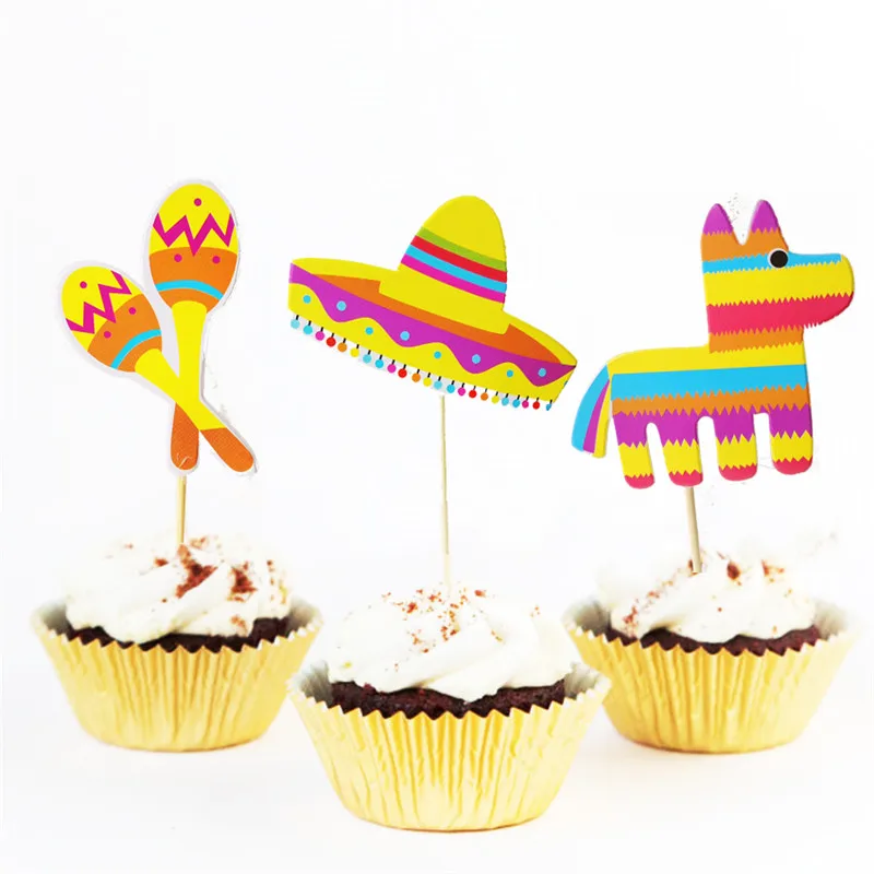 Omilut 6pcs Mexican Party Cake Topper LLama Birthday Decoration Supplies Cactus Gift For Kid | Дом и сад