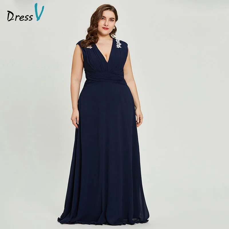Dressv Черное вечернее платье с v-образным вырезом размера плюс элегантное ТРАПЕЦИЕВИДНОЕ платье без рукавов для свадебной вечеринки вечернее платье с аппликацией es
