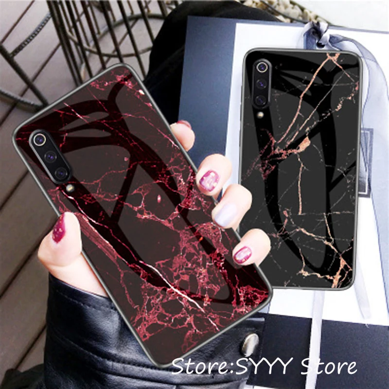 Tempered Glass Case For Xiaomi Redmi Note 7 6 5 Pro Plus Max 3 2 Mix 6X Cover On Mi 9 SE 8 Lite A1 A2 Marble |