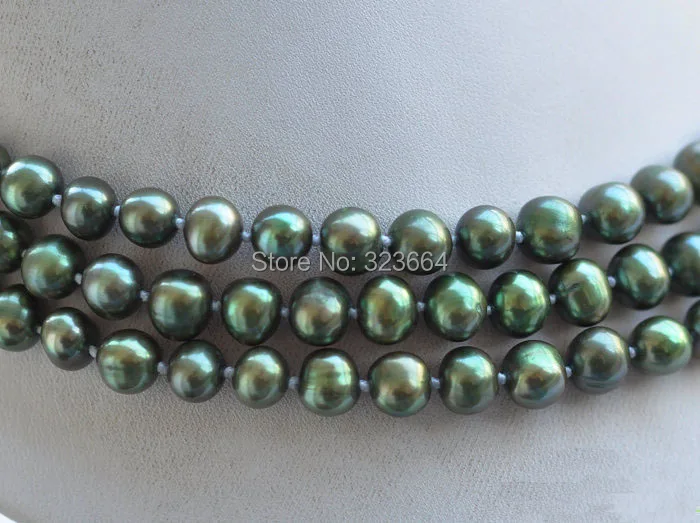Ожерелье из пресноводного жемчуга зеленое круглое ожерелье 50 дюймов 8 мм |