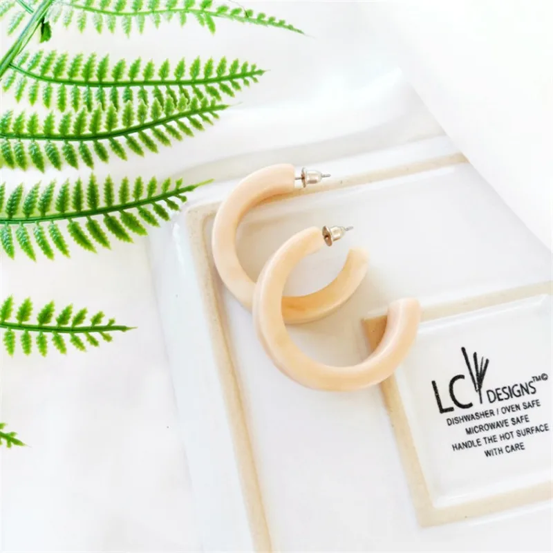 Большие c-образные ацетатные серьги в японском и корейском стиле модные