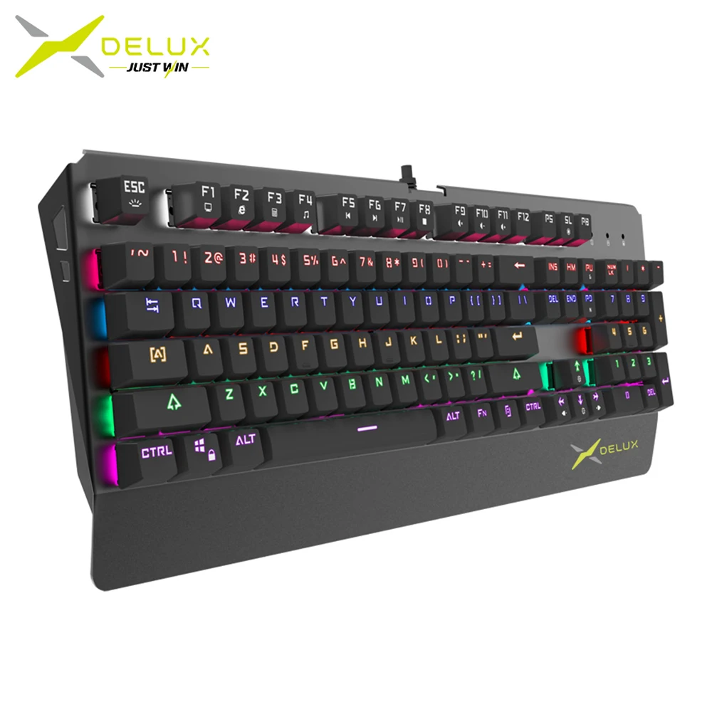 Delux KM06 Проводная игровая механическая клавиатура 104 стандартных клавиш синий