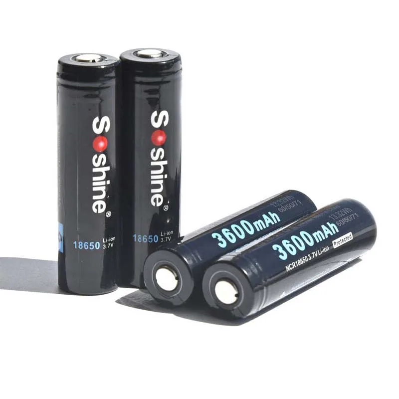 Soshine 18650P 18650 3 7 V 3600mAh литий ионная аккумуляторная батарея с защитой (2
