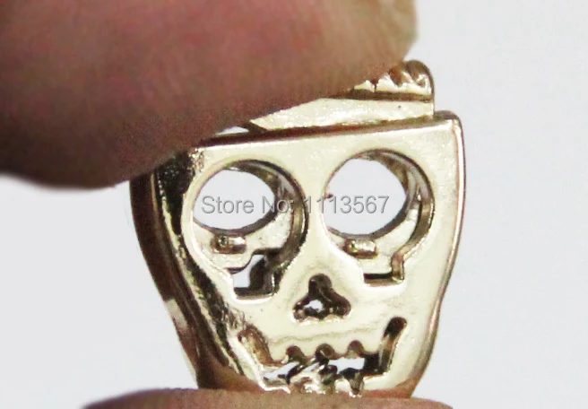 100 штук золотой тон металлический череп головка пробка тумблер шнур замки шнурок