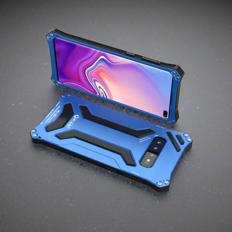 blue R-JUST чехол Armor Металл Телефон Чехол принципиально противоударные Чехлы Coque для samsung Galaxy S10 S10Plus случае KS0061 - Цвет: blue