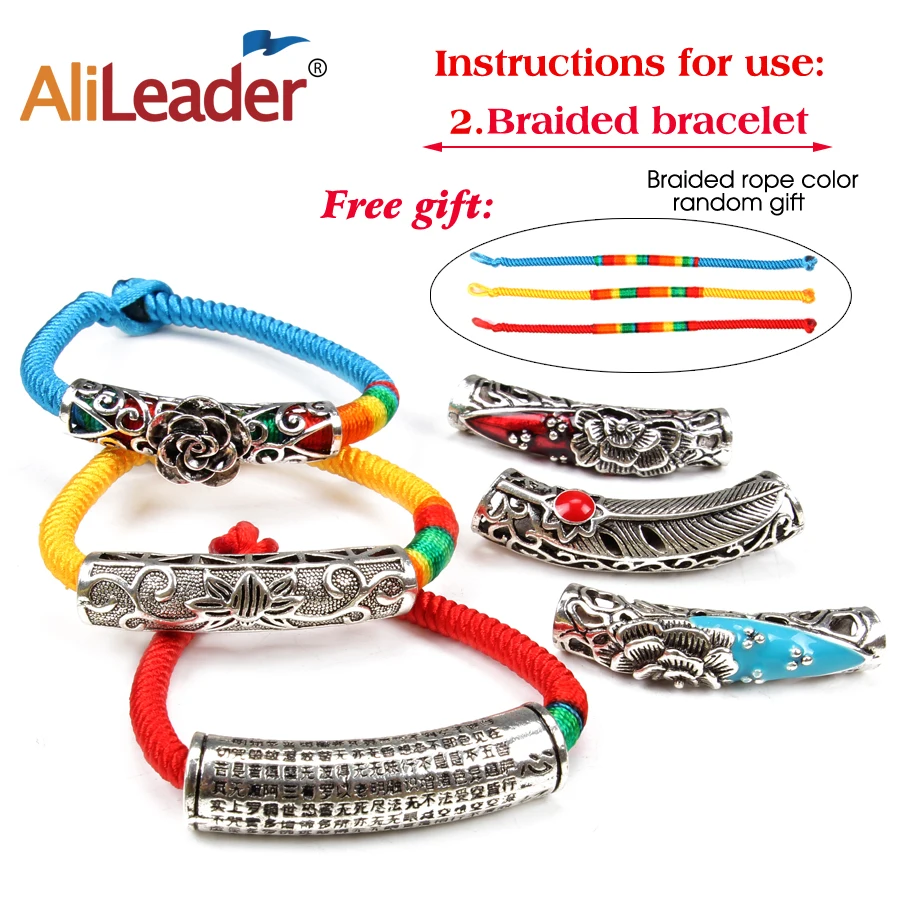 Сплав Распорки волос оплетка серебро Dread дредлока бисера манжеты отверстие клип