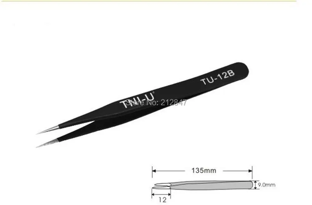 

Anti-static Point Tip Stainless Steel Professional Tool Straight Tweezers