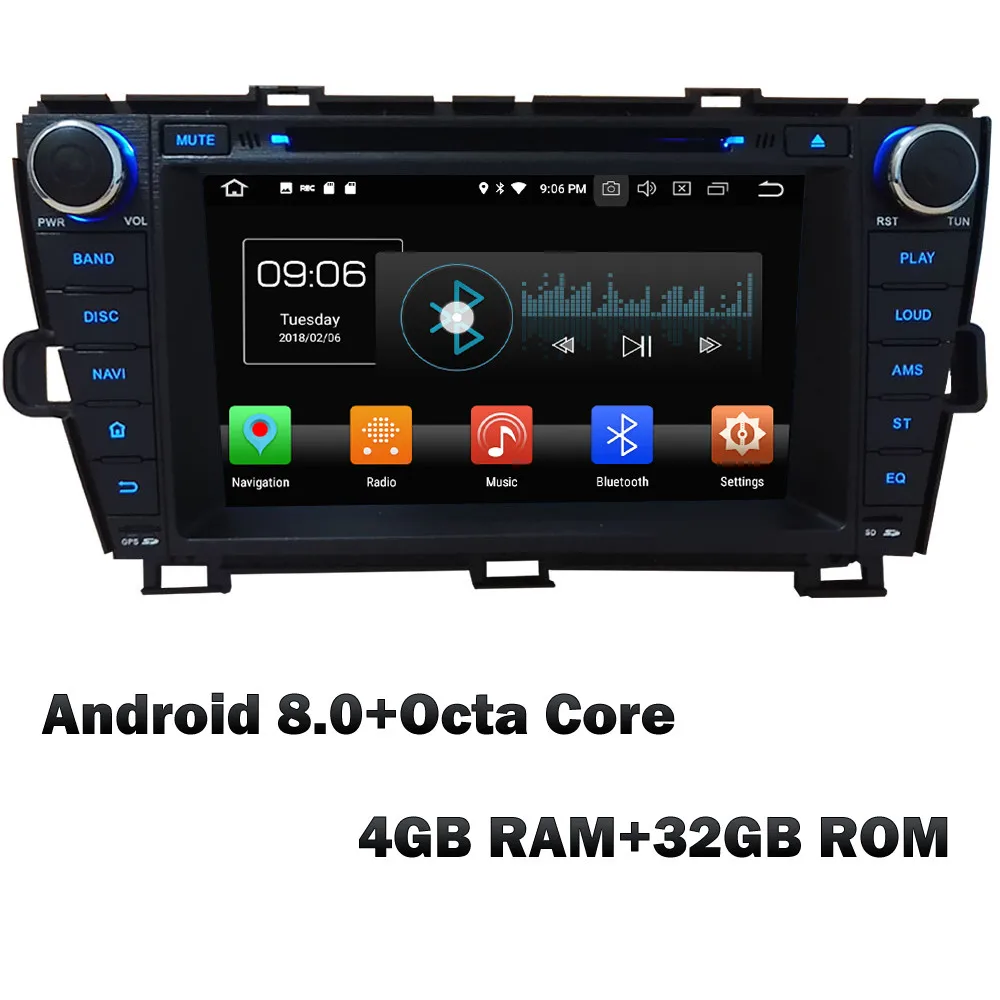 Android 8 x 4GB RAM KLYDE " 4 г WI-FI Octa Core Android 8,0 7,1 6,0 4 ГБ Оперативная память 32 ГБ Встроенная память автомобильный DVD мультимедийный плеер стерео для Toyota Prius LHD 2009 - Цвет: Android 8 x 4GB RAM