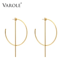 varole circle line dangle earrings gold color earings stainless steel drop big earrings for women long earring jewelry brinco