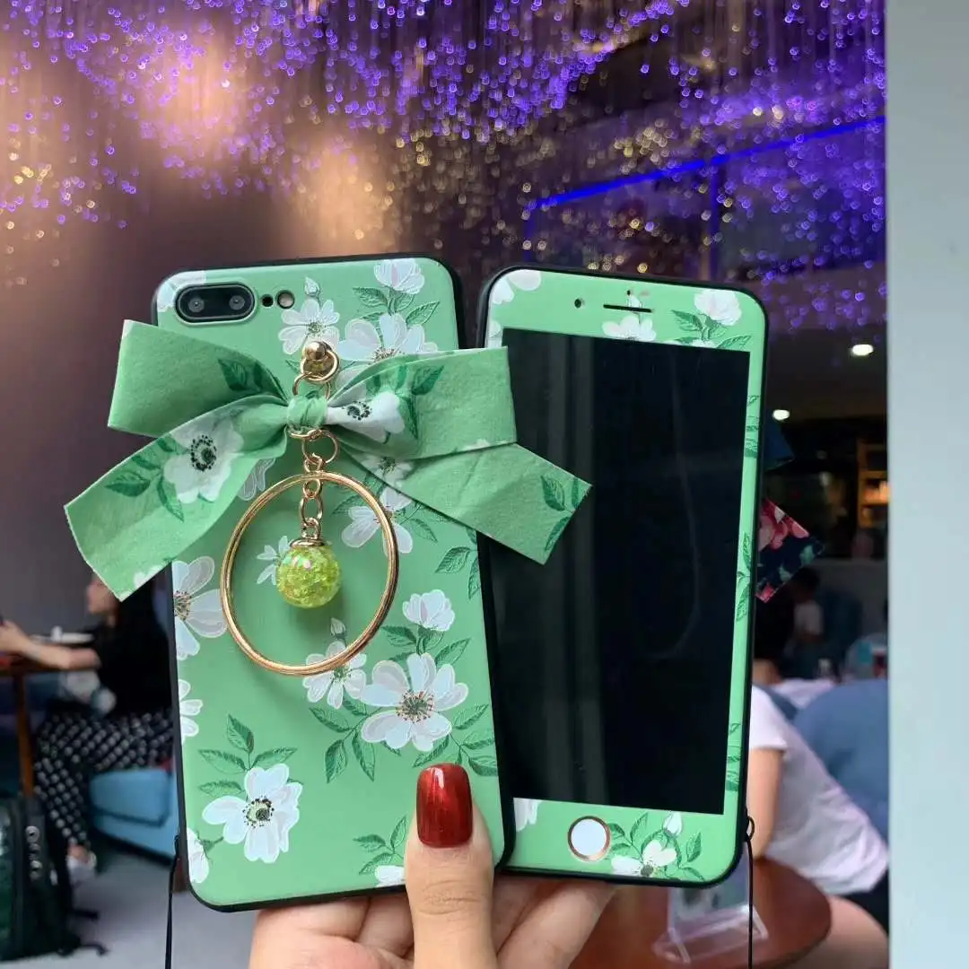 Для iPhone XS Max 3D чехол с цветком + пленка для экрана из закаленного стекла X XR 7 8 6s Plus