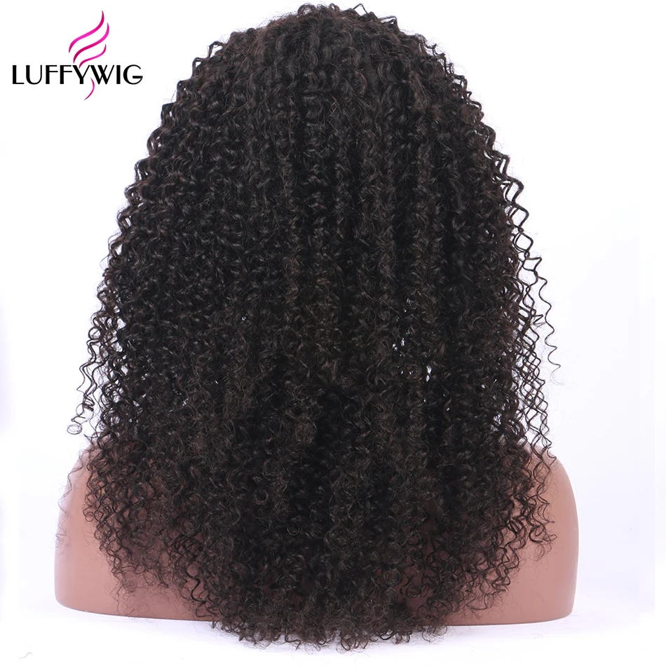 LUFFYHAIR кудрявые вьющиеся волосы бразильские полные кружевные человеческие волосы парики предварительно выщипанные волосы remy волосы для женщин