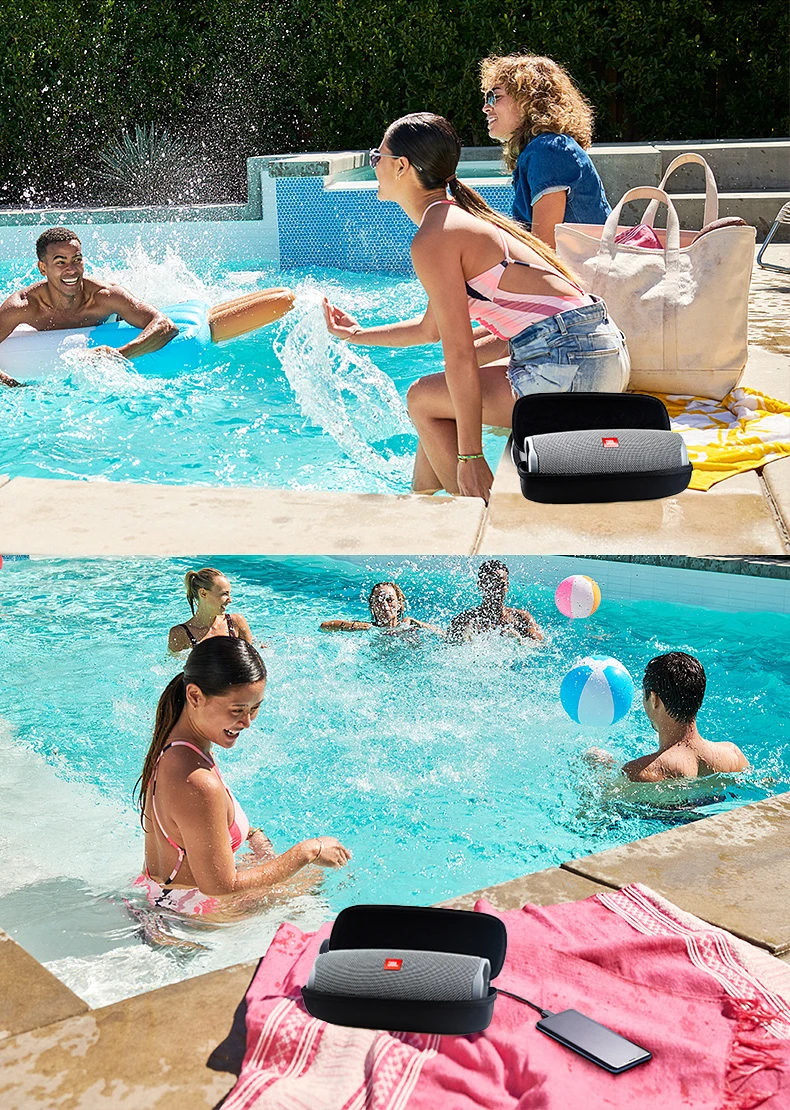 Чехол для переноски JBL Charge 4, Bluetooth, Портативная колонка, прочный корпус из ЭВА с застежкой на молнии и карабином, стильный зажим для зарядки 4