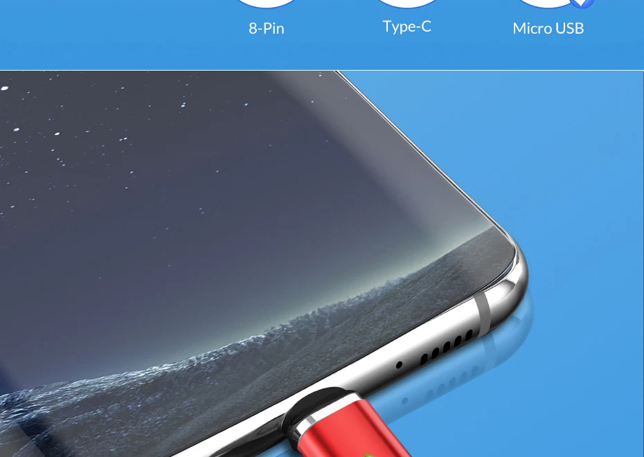 TOPK 1 м светодиодный магнитный кабель Micro Usb кабель для быстрой зарядки Micro Usb Магнитный кабель для зарядки и передачи данных для samsung Xiaomi huawei