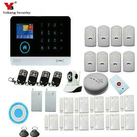 B KIT YobangSecurity 3g WCDMA wifi беспроводная домашняя охранная сигнализация Система безопасности Видео IP камера газ Дым пожарный датчик сирена приложение управление - Цвет: B KIT