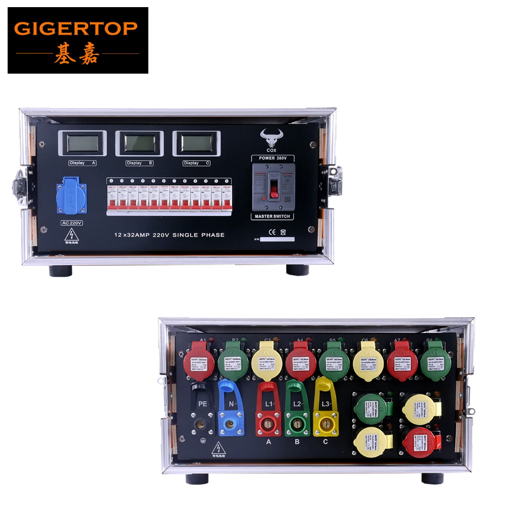 Gigertop передовые 5U кофр Питание 12 способ распределительный шкаф ЖК-дисплей Мощность Рабочая Дисплей с главный выключатель 110 V/220 V