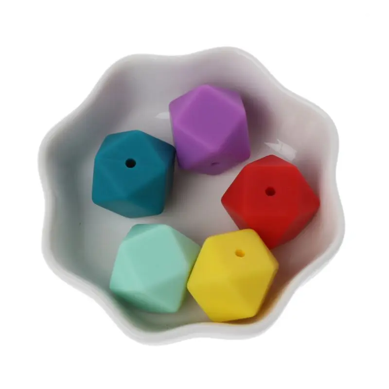 

5pcs Baby Nursing Teether 17mm Silicone Octagonal Beads Chew DIY Jewelry Toy Nursing Accessories Baby Teether Dec17