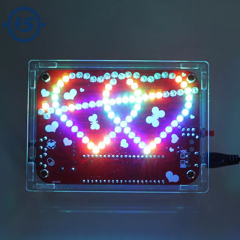 DIY Kit RGB светодиодный светильник в форме сердца музыка с корпусом цветной