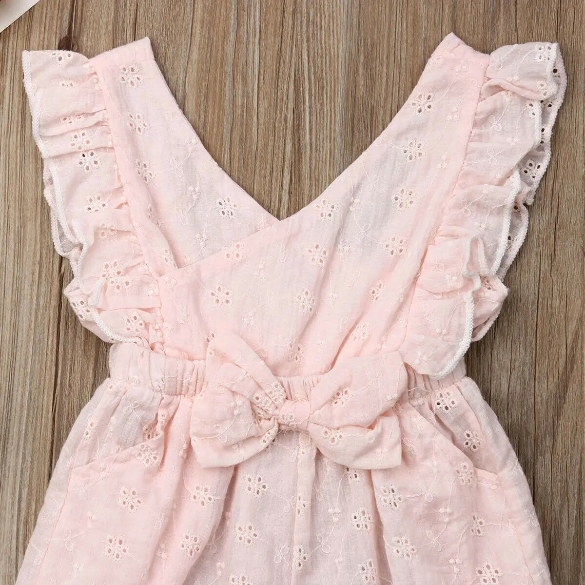Детский комбинезон для маленьких девочек с бантом и оборками боди без рукавов