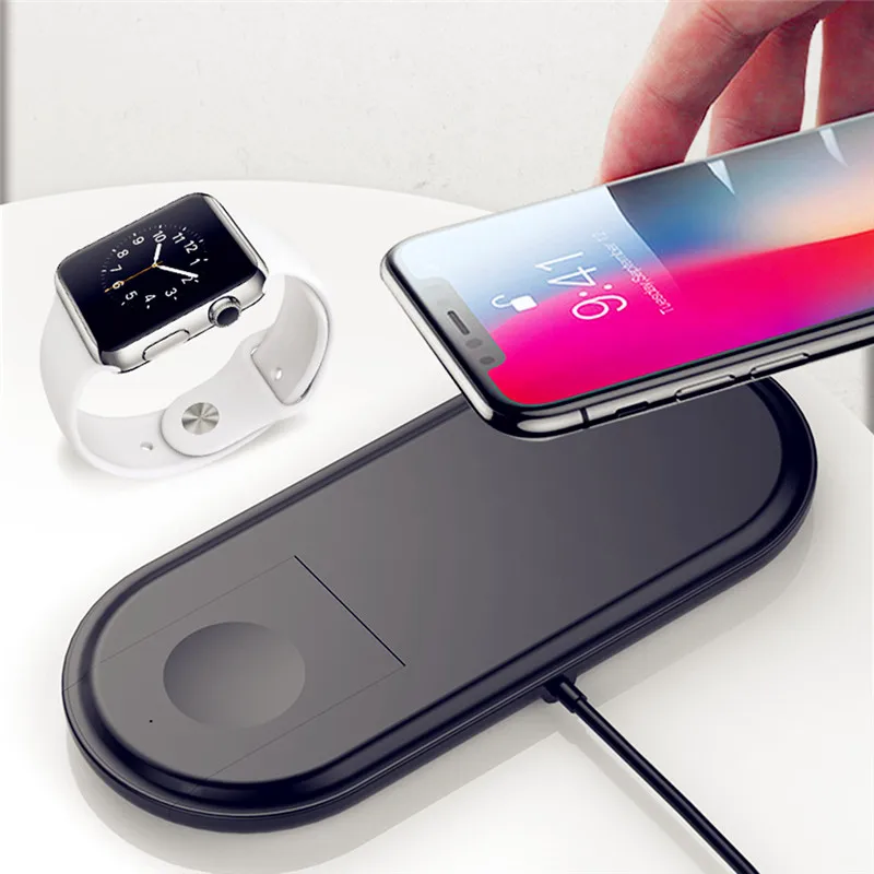 Новинка 2 в 1 Быстрая Зарядка Qi Беспроводное зарядное устройство для Apple Watch 1 2 3 4 для IPhone XS Max XR X Xs 8 Plus 8 для samsung S9 S8 Note 9