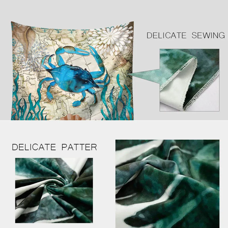 Черепаха гобелен Морской стиль масло печать гобеленовое украшение с мандалой