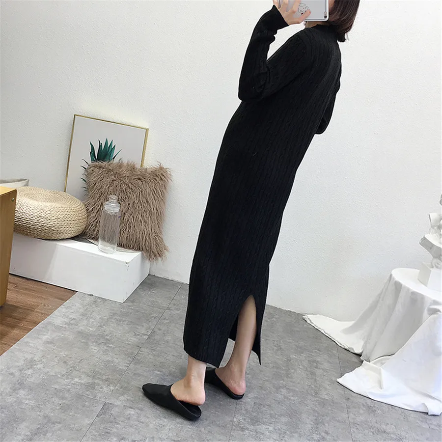 Женский свитер для беременных осенне зимний длинный вязаный с длинным рукавом