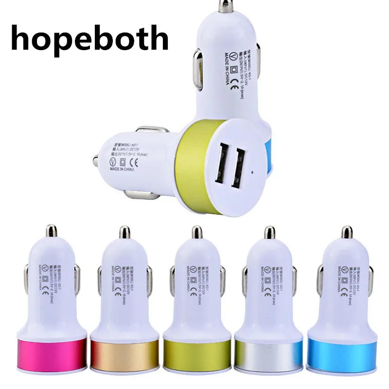 

Hot! Universal Dual USB 2 Ports 5V 2.1A Car Charger adapter For iPhone 4 5 6 7 8 X For Samsung htc Blackberry mp3 mp4 5 Colors