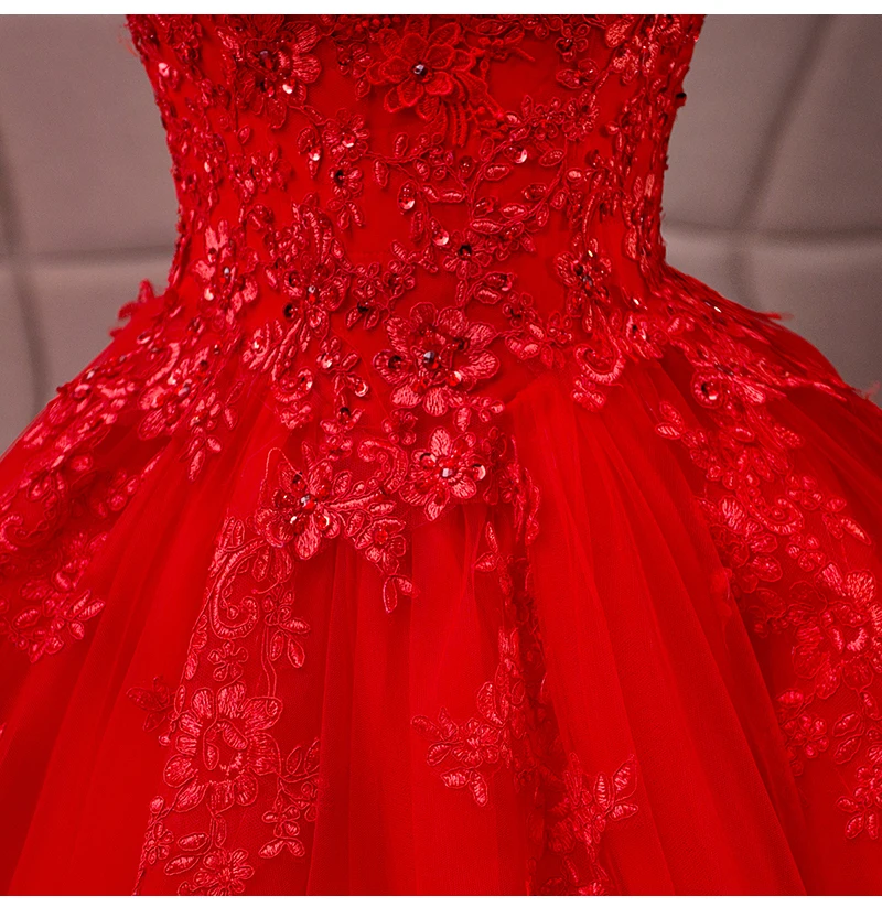 Винтажное кружевное свадебное платье с длинным рукавом Vestido De Noiva, бальное платье с v-образным вырезом, Красные Свадебные платья с длинным шлейфом, Robe De Mariee