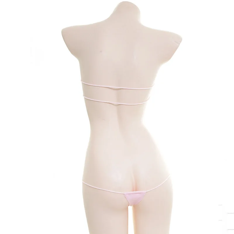 Секс-шоп нижнее белье мини-бикини открытый бюстгальтер Kawaii Babydoll микро квадратное покрытие для сосков бретельки без бретелек Топ Стринги Набор
