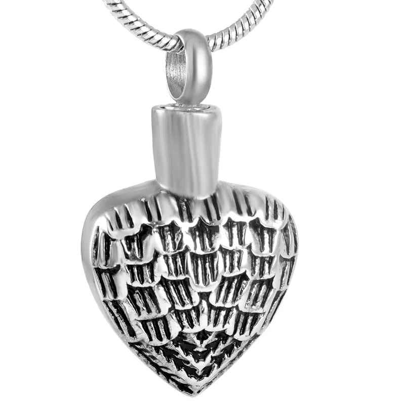

CMJ9745 Stainless Steel Feather Heart Cremation Jewelry for Ashes Necklace