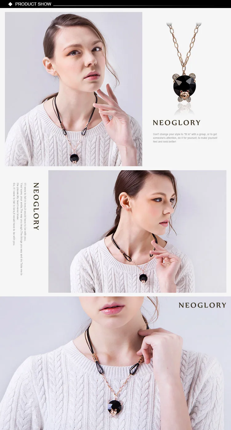 Neoglory розовое золото чешские Стразы стекло животный дизайн модные подвески