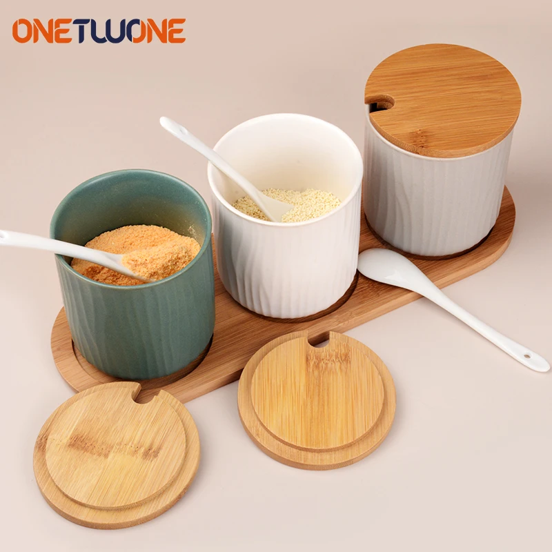 Керамическая полка для приправ инструменты специй травы контейнеры соль сахар