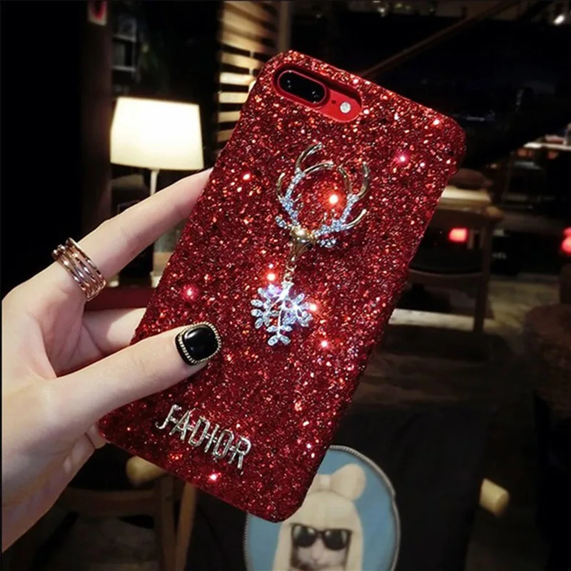 Red Роскошный чехол с изображением Микки Мауса Для Iphone X XS MAX XR 8 8 Plus, блестящий чехол с кристаллами пчелы, чехлы для телефонов Iphone 7 6 6 S Plus - Цвет: Red