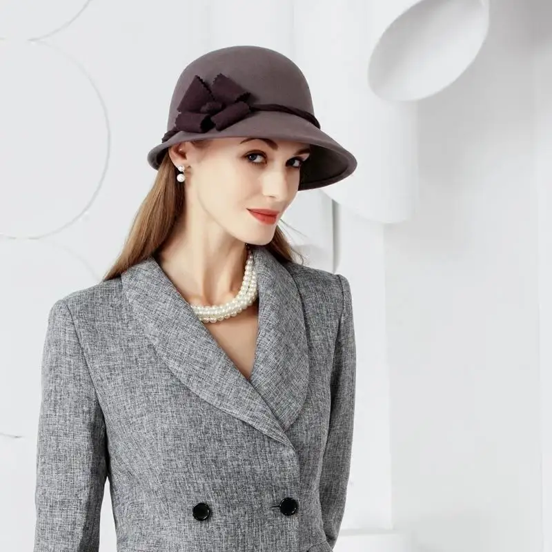 Женская шерстяная шляпа в форме фетра элегантная фетровая теплая шапка Осень