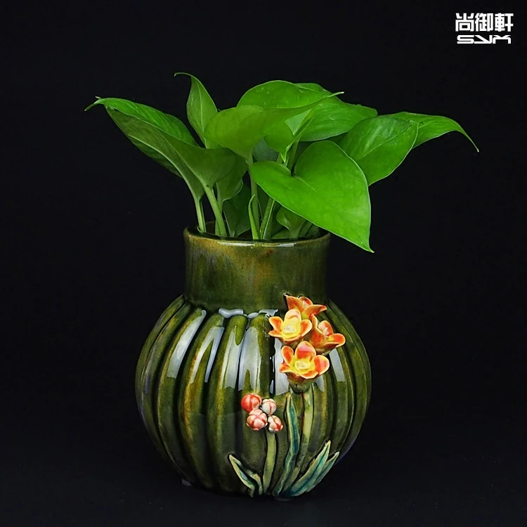 Shiwan doll ceramic vase pumpkin green ornaments boutique restaurant was a Home Furnishing decoration craft gift | Дом и сад