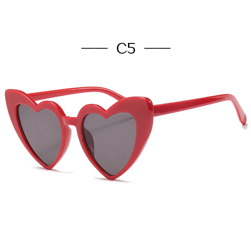 C5red Oulylan сердце солнцезащитные очки для женщин фирменный дизайн солнцезащитные очки «кошачий глаз» ретро любовь в форме сердца очки дамы покупки солнцезащитные очки UV400 - Цвет линз: C5red