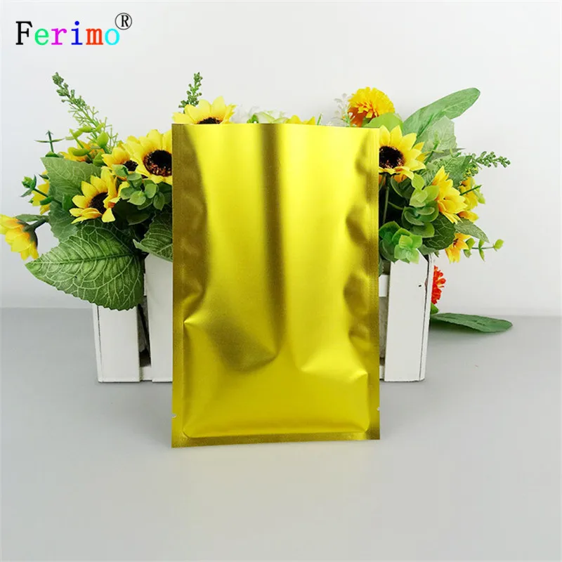 100pcs Golden matte plain pocket powder medicine coffee face film food grade general packaging bag kitchen receiving | Дом и сад