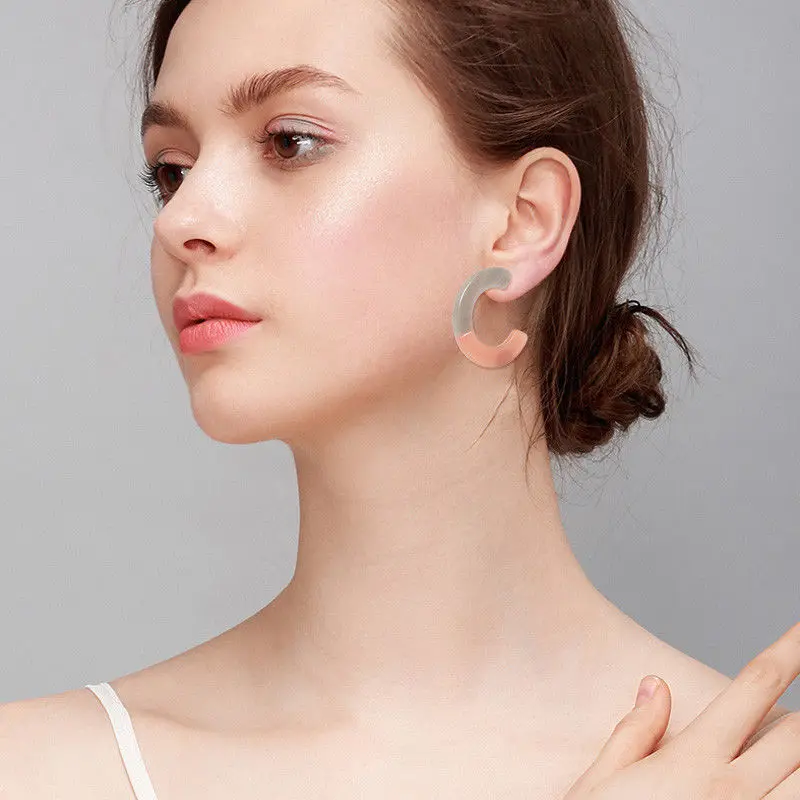 Женские акриловые серьги Обручи из ацетата Lucite большие обручи черепаха смолы