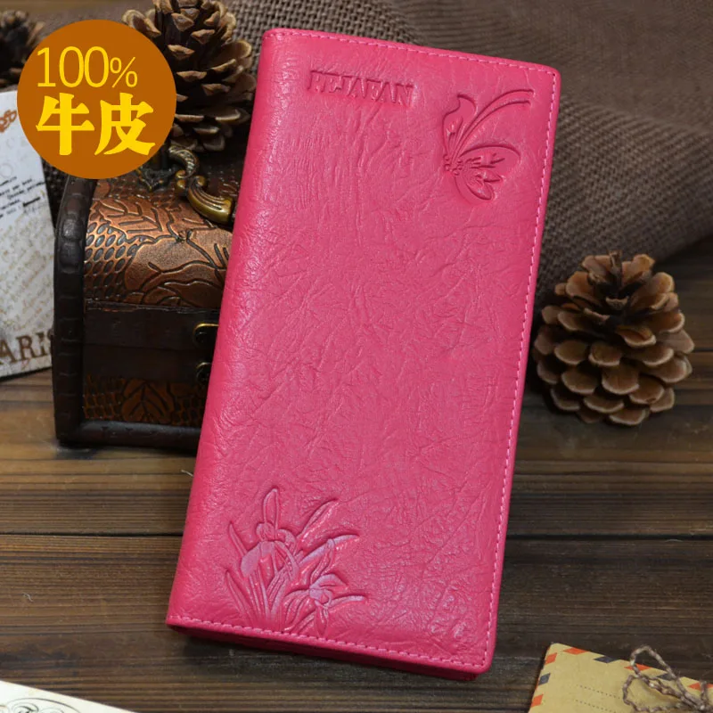 Бесплатная доставка Женская Натуральная кожа натуральная воловья клатч зажим