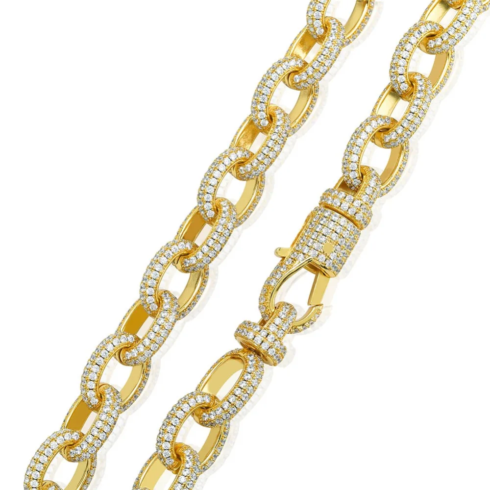 15 мм ширина персонализированные мужские витые звенья цепи ожерелье Iced Out Bling AAA+ CZ камни хип хоп Золото Серебро Цвет цепи ювелирные изделия