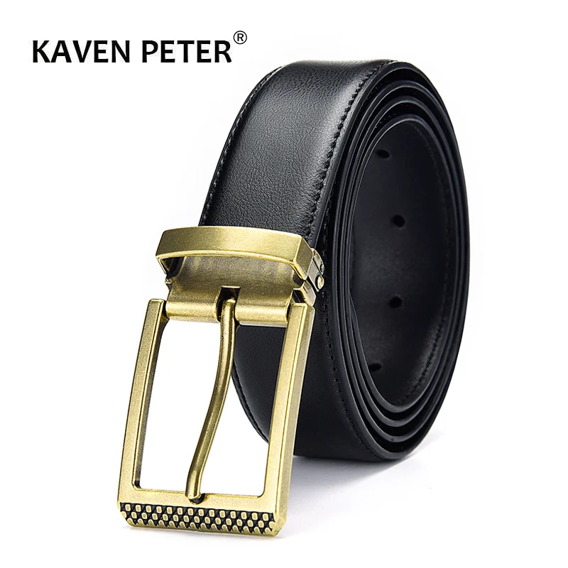 Dropship Genuine Leather Belts For Men Luxury Cowhide Leather Strap Male Belt For Jeans High Quality Antique Gold Buckle