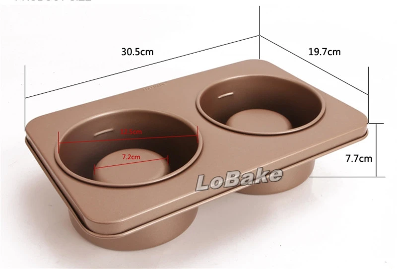 Brand new 2-well hard nonstick carbon steel champagne color convex shape cupcake molds candy dessert molding DIY bakeware tools | Дом и сад