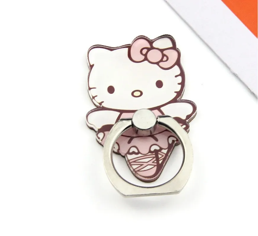 Мультфильм hello kitty металлический палец кольцо держатель 360 градусов вращающийся мобильный телефон стенд Универсальный 100 шт./лот