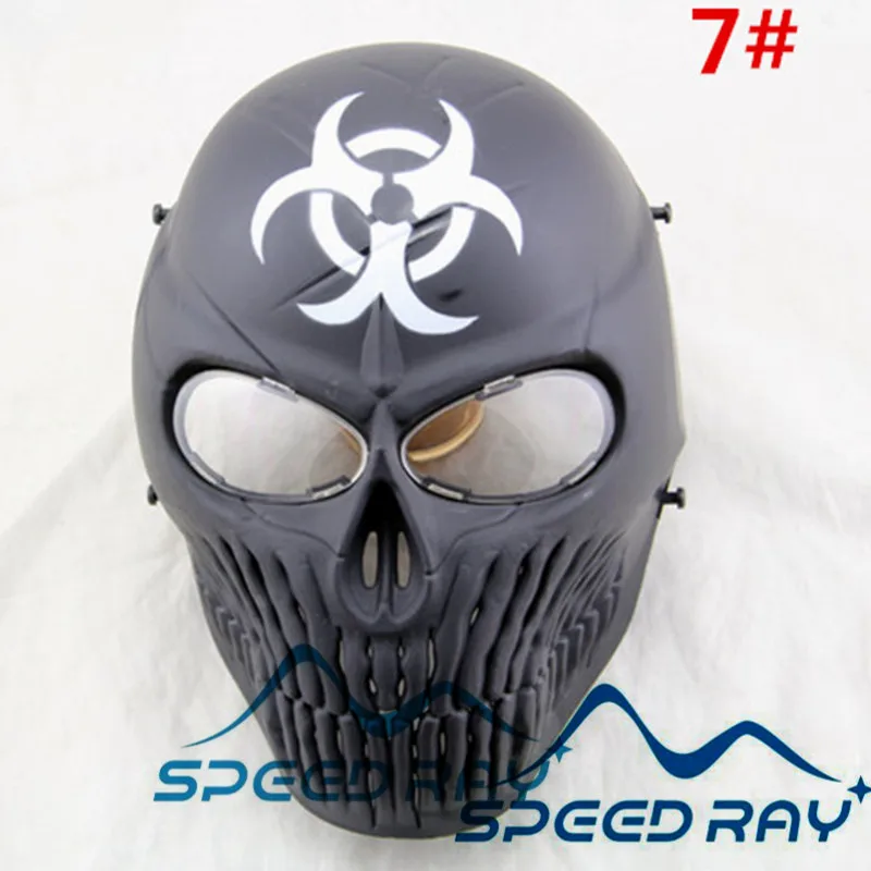 Пейнтбол Маска полное лицо с черепом Скелет противотуманные линзы из двери CS