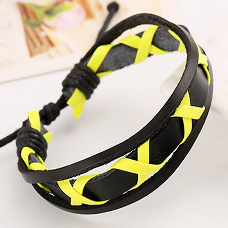 Со скидкой! Многоцветный на выбор плетеный браслет кожаный очаровательные