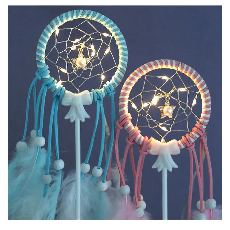 Led перо Ловец снов торт Топпер кекс флаг Baby Shower девочка мальчик украшения для свадебного торта День рождения украшения Дети