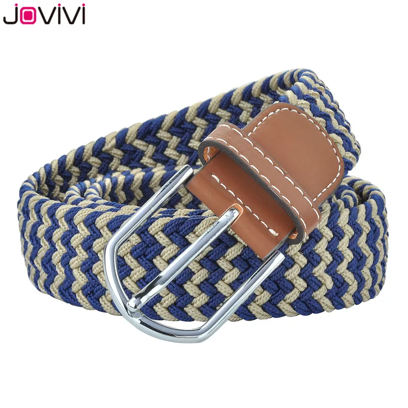Jovivi последний стиль 1 шт. повседневные мужские и женские тканевые Плетеный растягивающийся ремень с пряжкой эластичный пояс для гольфа подарок на день рождения