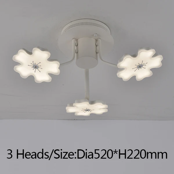 3 Heads Dia52xH22cm Современный светодиодный потолочный светильник в виде цветка сливы для гостиной, спальни, комнатных акриловых потолочных люстр - Цвет абажура: 3 Heads Dia52xH22cm