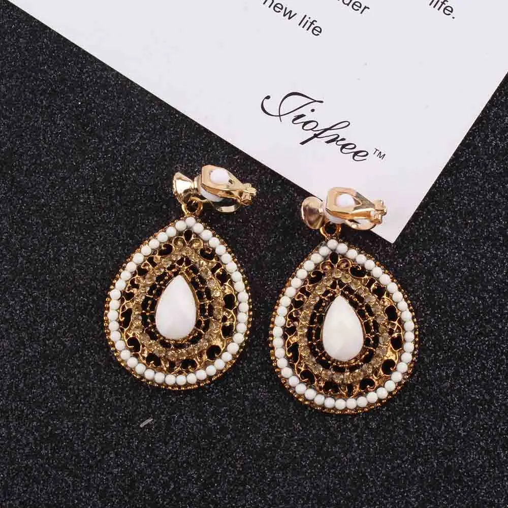 Новые Вечерние 6 цветов Bijoux Bohemia массивные хрустальные клипсы без пирсинга богемный турецкий винтажная Этническая бижутерия