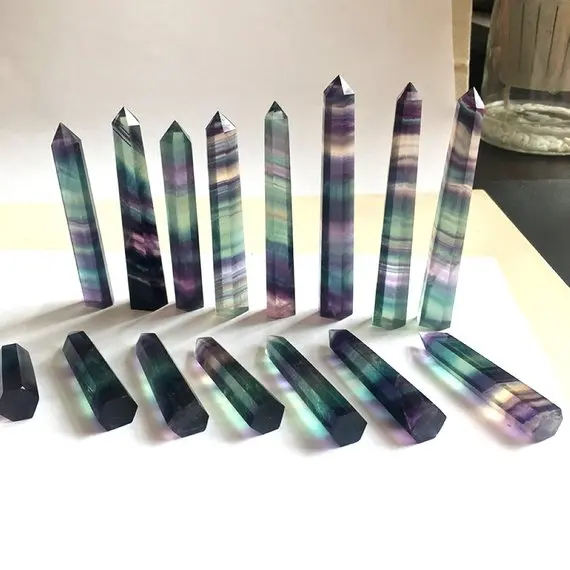 1 кг натуральная точка флюорита палочка Радуга Флюорит обелиск Кристалл